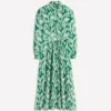 Alexa Long Sleeve Midi Dress Fresh Green, Scattered Vine