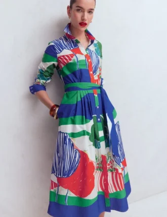 Alexa Long Sleeve Midi Dress Multi Abstract Valley