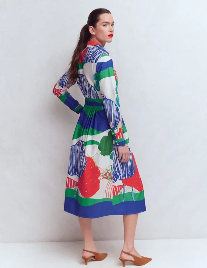 Alexa Long Sleeve Midi Dress Multi Abstract Valley Alexa Long Sleeve Midi Dress Multi Abstract Valley