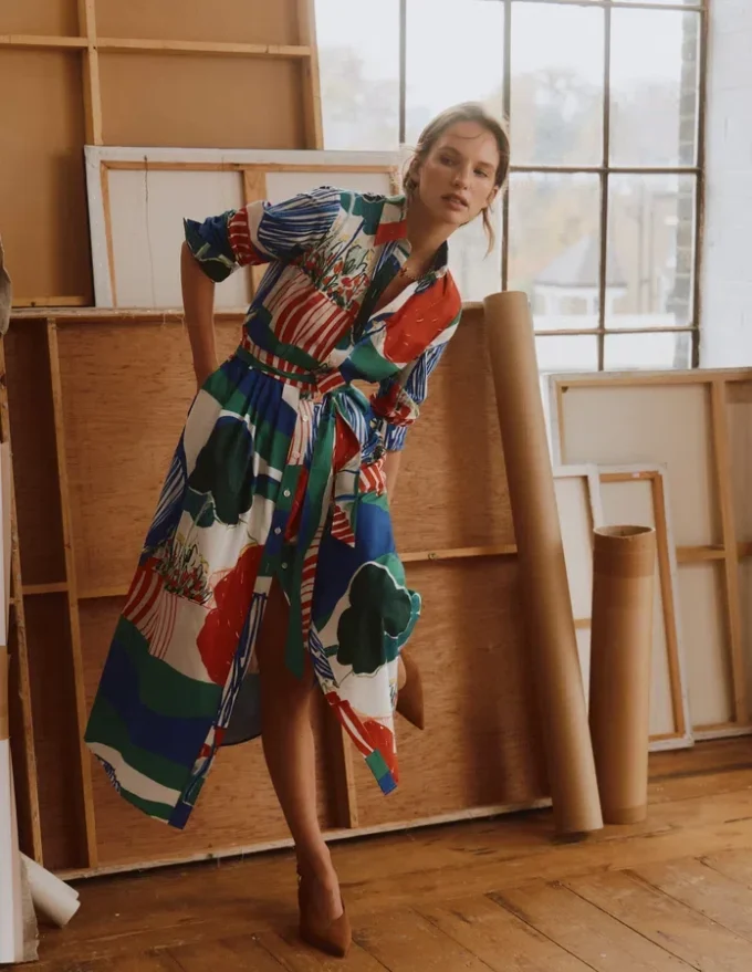 Alexa Long Sleeve Midi Dress Multi Abstract Valley Alexa Long Sleeve Midi Dress Multi Abstract Valley