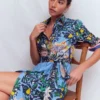 Alexa Long Sleeve Midi Dress Multi Balcony Scene Alexa Long Sleeve Midi Dress Multi Balcony Scene