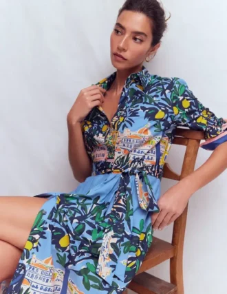 Alexa Long Sleeve Midi Dress Multi Balcony Scene