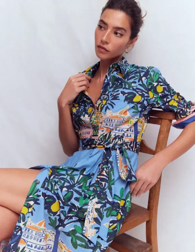 Alexa Long Sleeve Midi Dress Multi Balcony Scene Alexa Long Sleeve Midi Dress Multi Balcony Scene
