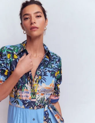 Alexa Long Sleeve Midi Dress Multi Balcony Scene
