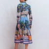 Alexa Long Sleeve Midi Dress Multi Balcony Scene Alexa Long Sleeve Midi Dress Multi Balcony Scene