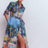 Alexa Long Sleeve Midi Dress Multi Balcony Scene Alexa Long Sleeve Midi Dress Multi Balcony Scene