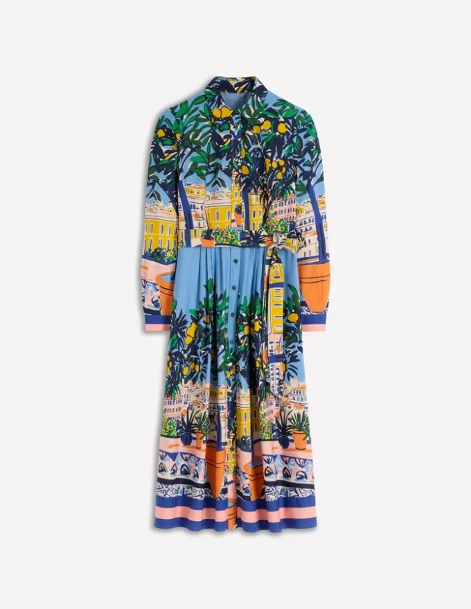 Alexa Long Sleeve Midi Dress Multi Balcony Scene Alexa Long Sleeve Midi Dress Multi Balcony Scene
