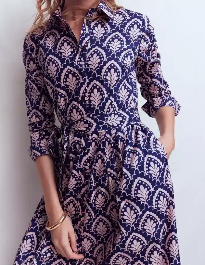 Alexa Long Sleeve Midi Dress Navy Petal Terrace Alexa Long Sleeve Midi Dress Navy Petal Terrace