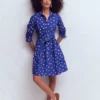 Alexa Long Sleeve Short Dress Bright Blue, Painted Dot Alexa Long Sleeve Short Dress Bright Blue, Painted Dot