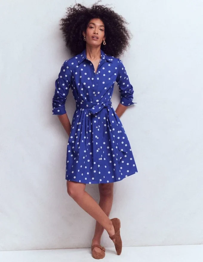 Alexa Long Sleeve Short Dress Bright Blue, Painted Dot Alexa Long Sleeve Short Dress Bright Blue, Painted Dot