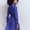 Alexa Long Sleeve Short Dress Bright Blue, Painted Dot Alexa Long Sleeve Short Dress Bright Blue, Painted Dot