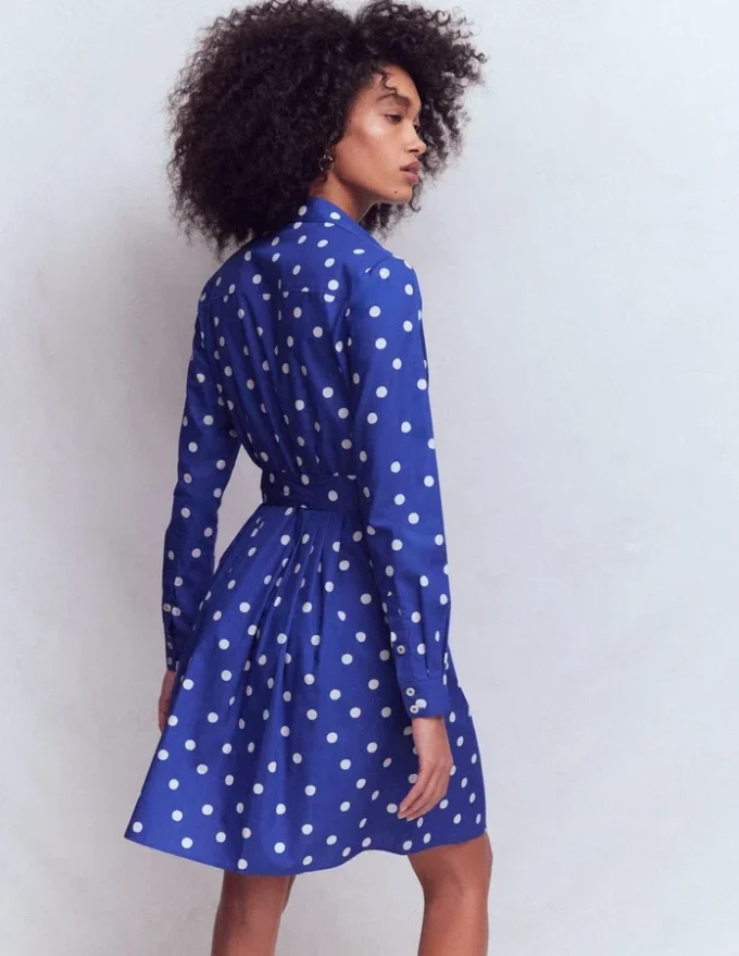 Alexa Long Sleeve Short Dress Bright Blue, Painted Dot Alexa Long Sleeve Short Dress Bright Blue, Painted Dot