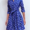 Alexa Long Sleeve Short Dress Bright Blue, Painted Dot Alexa Long Sleeve Short Dress Bright Blue, Painted Dot