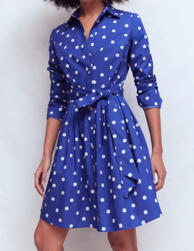 Alexa Long Sleeve Short Dress Bright Blue, Painted Dot Alexa Long Sleeve Short Dress Bright Blue, Painted Dot