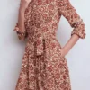 Alexa Long Sleeve Short Dress Brown, Meadow Scatter Alexa Long Sleeve Short Dress Brown, Meadow Scatter