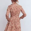 Alexa Long Sleeve Short Dress Brown, Meadow Scatter Alexa Long Sleeve Short Dress Brown, Meadow Scatter