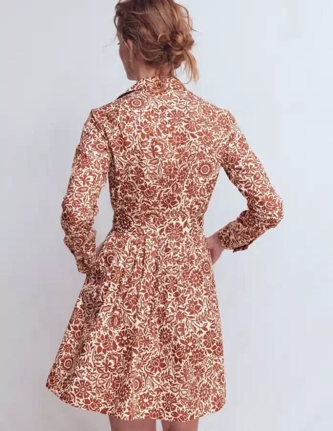 Alexa Long Sleeve Short Dress Brown, Meadow Scatter Alexa Long Sleeve Short Dress Brown, Meadow Scatter