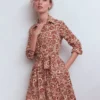 Alexa Long Sleeve Short Dress Brown, Meadow Scatter Alexa Long Sleeve Short Dress Brown, Meadow Scatter