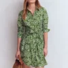 Alexa Long Sleeve Short Dress Green, Decorative Blossom Alexa Long Sleeve Short Dress Green, Decorative Blossom