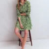 Alexa Long Sleeve Short Dress Green, Decorative Blossom Alexa Long Sleeve Short Dress Green, Decorative Blossom