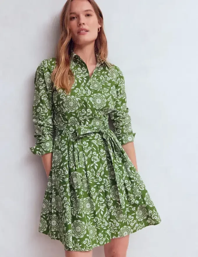 Alexa Long Sleeve Short Dress Green, Decorative Blossom Alexa Long Sleeve Short Dress Green, Decorative Blossom