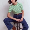 Ali Trim T-shirt Ivory and Amazon Stripe Ali Trim T-shirt Ivory and Amazon Stripe