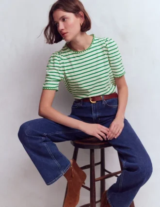 Ali Trim T-shirt Ivory and Amazon Stripe Ali Trim T-shirt Ivory and Amazon Stripe