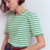 Ali Trim T-shirt Ivory and Amazon Stripe Ali Trim T-shirt Ivory and Amazon Stripe