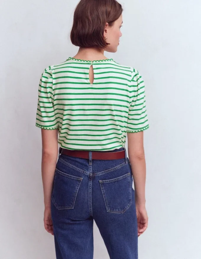 Ali Trim T-shirt Ivory and Amazon Stripe Ali Trim T-shirt Ivory and Amazon Stripe