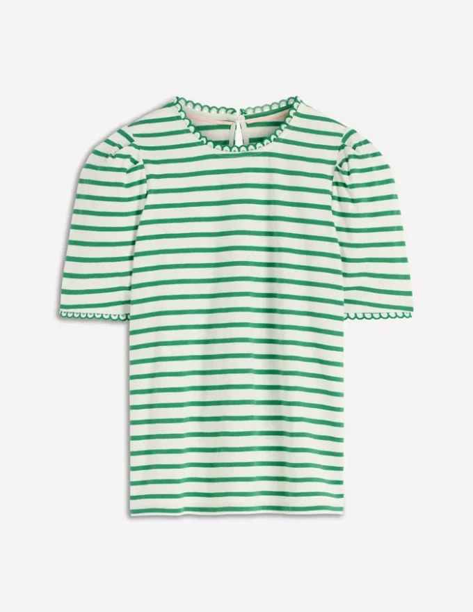 Ali Trim T-shirt Ivory and Amazon Stripe Ali Trim T-shirt Ivory and Amazon Stripe