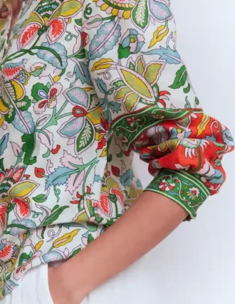 Alicia Linen Top Multi, Botanical Trail