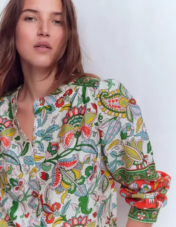 Alicia Linen Top Multi, Botanical Trail Alicia Linen Top Multi, Botanical Trail