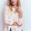 Alicia Linen Top White, Floral embroidery