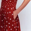 Amber Pleat Jersey Midi Dress Burnt Orange, Painted Dot