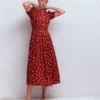Amber Pleat Jersey Midi Dress Burnt Orange, Painted Dot