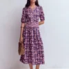 Amber Pleat Jersey Midi Dress Calla Lilly, Blossom Grove