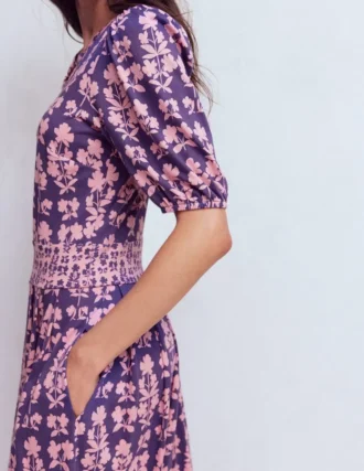 Amber Pleat Jersey Midi Dress Calla Lilly, Blossom Grove