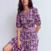 Amber Pleat Jersey Midi Dress Calla Lilly, Blossom Grove