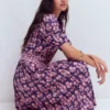 Amber Pleat Jersey Midi Dress Calla Lilly, Blossom Grove