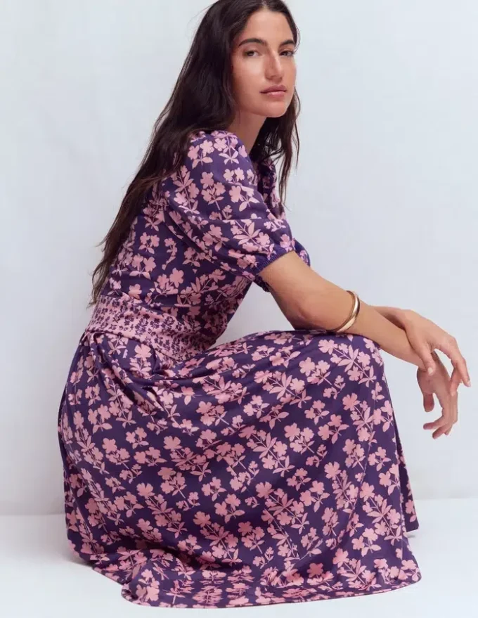 Amber Pleat Jersey Midi Dress Calla Lilly, Blossom Grove
