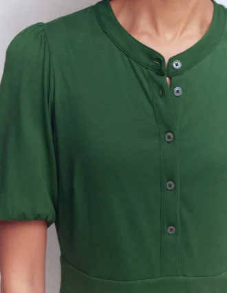 Amber Pleat Jersey Midi Dress Hunter Green