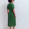 Amber Pleat Jersey Midi Dress Hunter Green