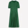 Amber Pleat Jersey Midi Dress Hunter Green