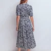 Amber Pleat Jersey Midi Dress Navy, Meadow Scatter Amber Pleat Jersey Midi Dress Navy, Meadow Scatter