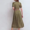 Amber Pleat Jersey Midi Dress Olive, Flower Lattice Amber Pleat Jersey Midi Dress Olive, Flower Lattice
