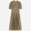 Amber Pleat Jersey Midi Dress Olive, Flower Lattice Amber Pleat Jersey Midi Dress Olive, Flower Lattice
