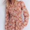 Amy Short Jersey Dress Brown, Decorative Blossom Amy Short Jersey Dress Brown, Decorative Blossom