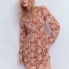 Amy Short Jersey Dress Brown, Decorative Blossom Amy Short Jersey Dress Brown, Decorative Blossom