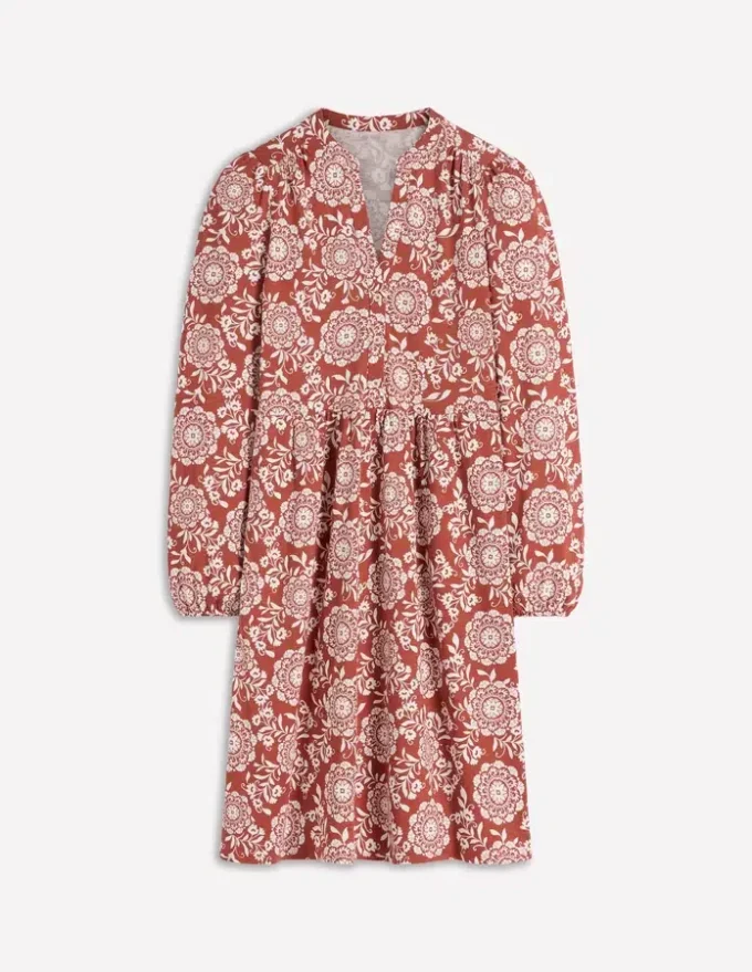 Amy Short Jersey Dress Brown, Decorative Blossom Amy Short Jersey Dress Brown, Decorative Blossom