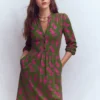 Amy Short Jersey Dress Olive, Blossomy Sprig Amy Short Jersey Dress Olive, Blossomy Sprig